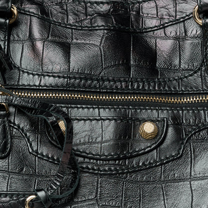 Balenciaga Calfskin Crocodile Embossed Giant 12 Gold Hardware City Black 10 of 12