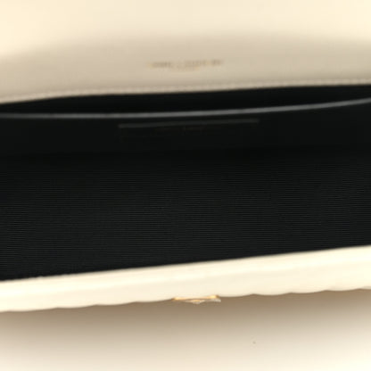 Saint Laurent Grain De Poudre Textured Mixed Matelasse Medium Triquilt Monogram Satchel Crema Soft 5 of 9