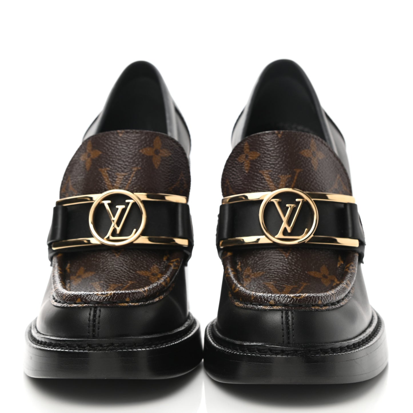 Monogram Calfskin Academy Loafers Pumps 38.5 Black