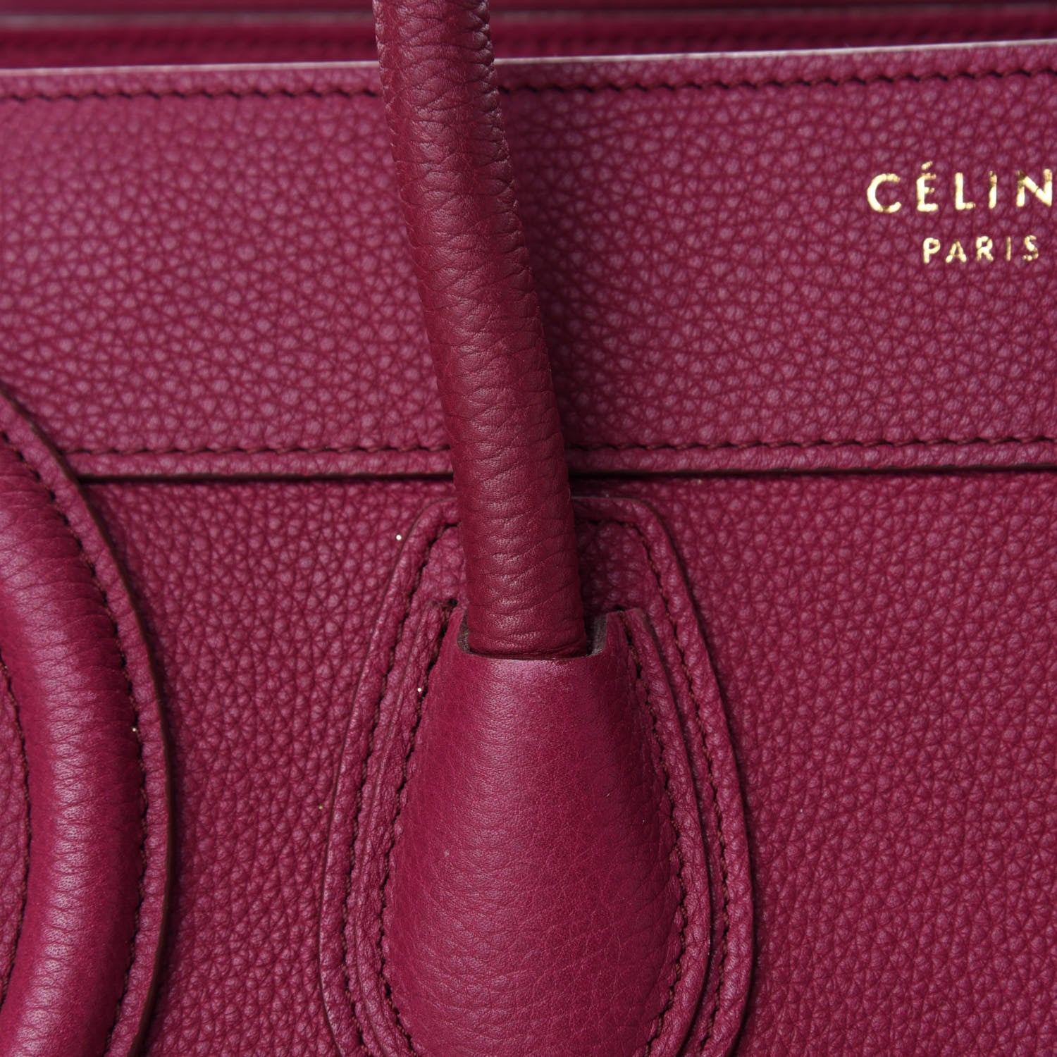 Celine Drummed Calfskin Micro Luggage Plum 9 of 14
