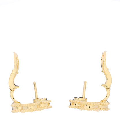 Van Cleef & Arpels 18K Yellow Gold Guilloche Vintage Alhambra Earrings 3 of 6