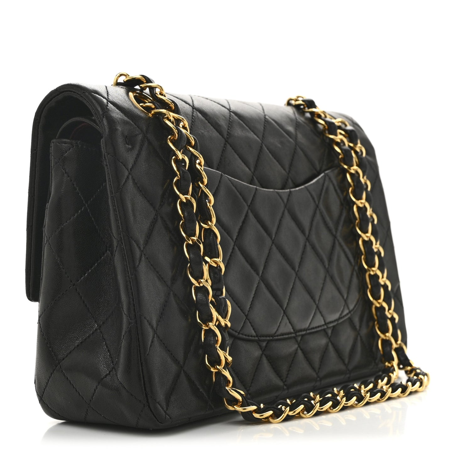 Lambskin Quilted Medium Double Flap Black