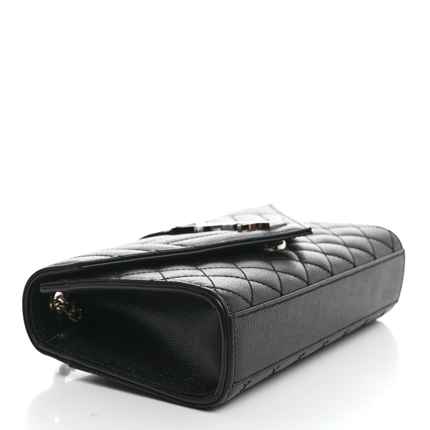 Saint Laurent Grain De Poudre Textured Mixed Matelasse Triquilt Small Monogram Satchel Black 4 of 11