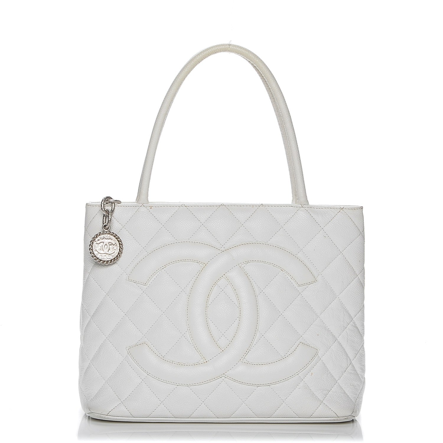 Chanel Caviar Quilted Medallion Tote White 1 of 12
