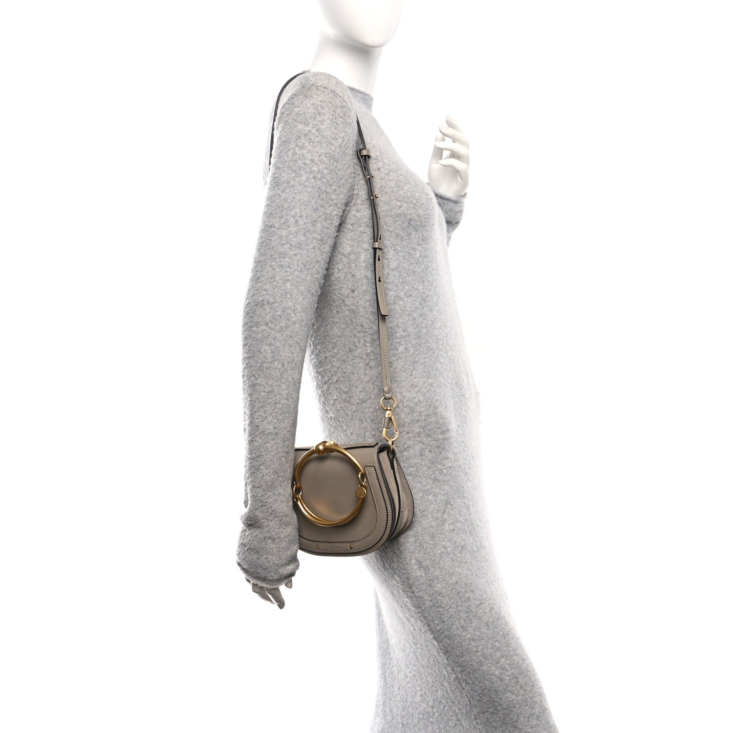 Chloe Calfskin Suede Small Nile Bracelet Bag Motty Grey 2 of 9
