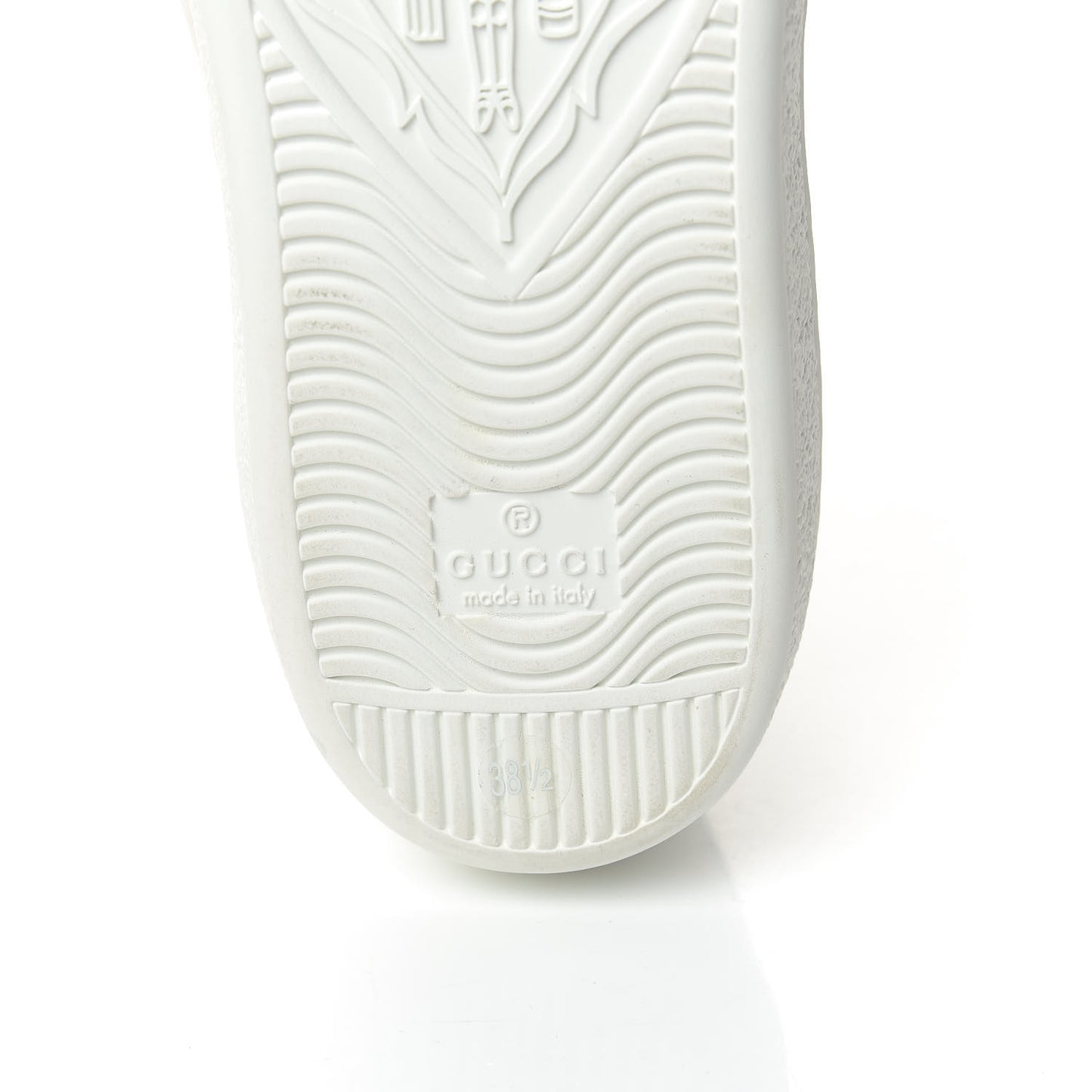 Calfskin Crocodile Web Womens Ace Sneakers 38.5 White Green