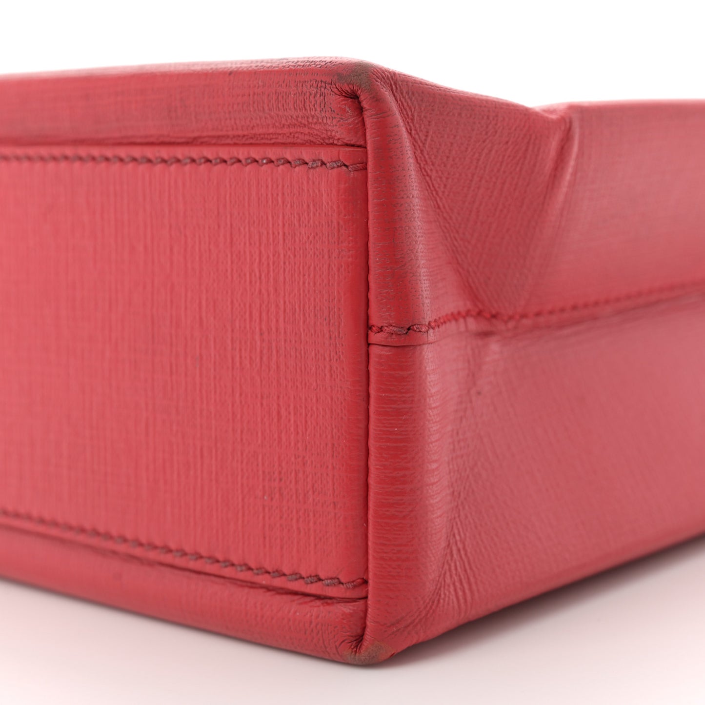 Squared Calfskin Logo North South Shopper Tote XXS Red