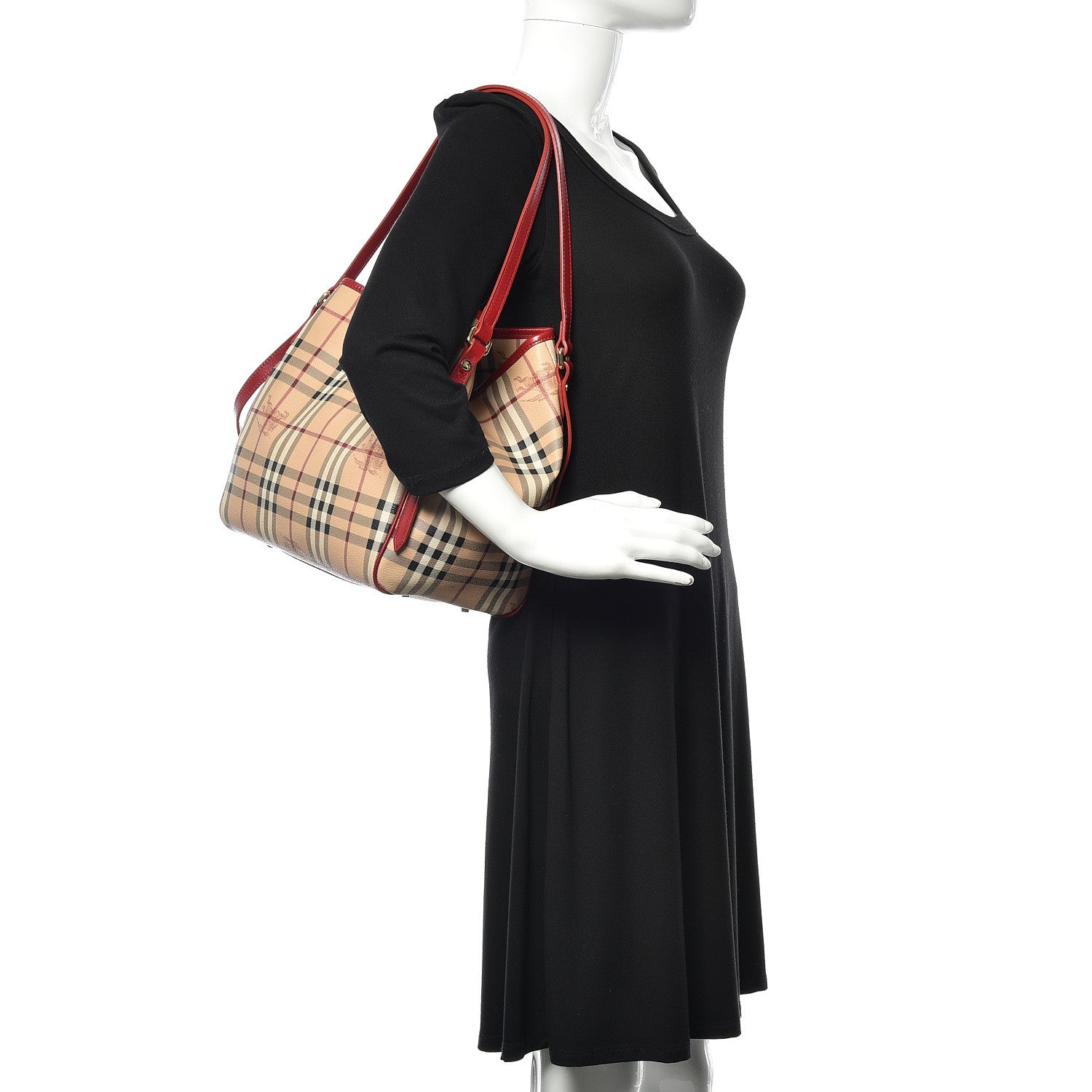 Burberry Haymarket Check Small Canterbury Tote Military Red 2 of 14
