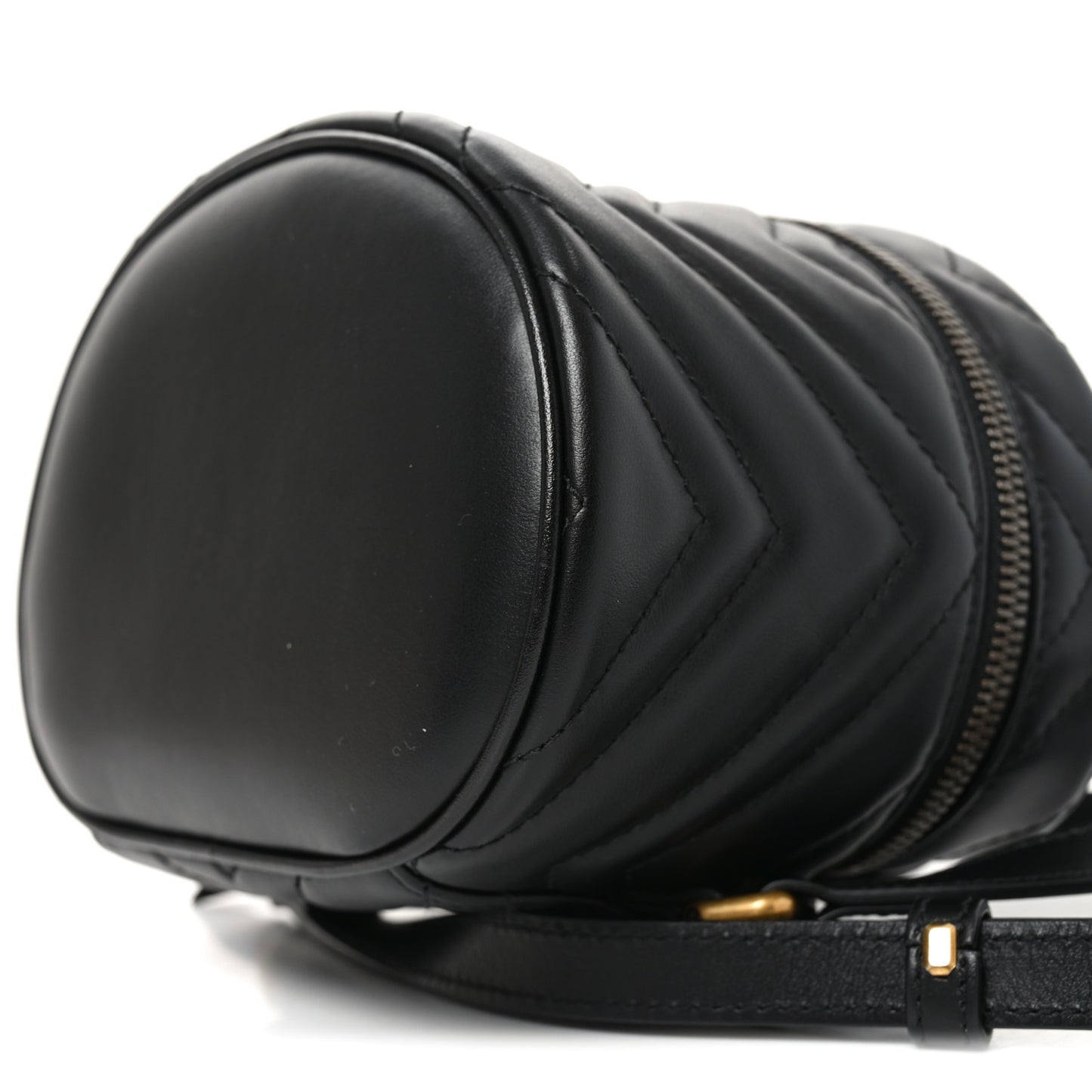 Calfskin Matelasse Chevron Mini GG Marmont Top Handle Bag Black