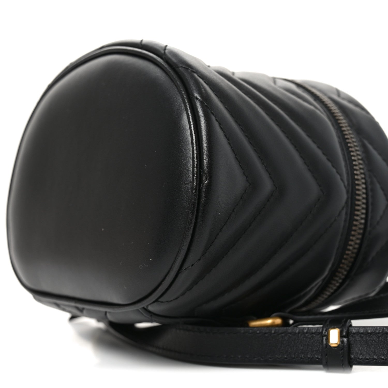Gucci Calfskin Matelasse Chevron Mini GG Marmont Top Handle Bag Black 10 of 11