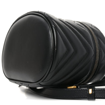 Gucci Calfskin Matelasse Chevron Mini GG Marmont Top Handle Bag Black 10 of 11