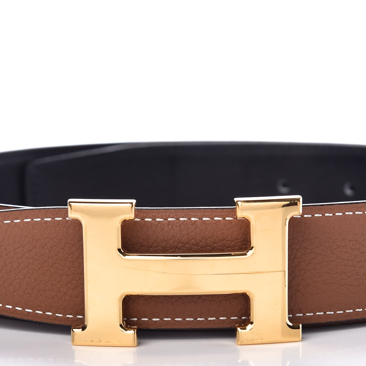 Hermes Box Togo 32mm H Belt 80 Black Gold 4 of 8