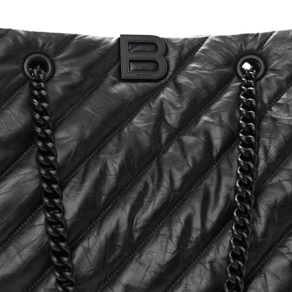 Balenciaga Crushed Calfskin Quilted Matte Black Hardware Large Crush Carry All Tote Bag Black 8 of 10