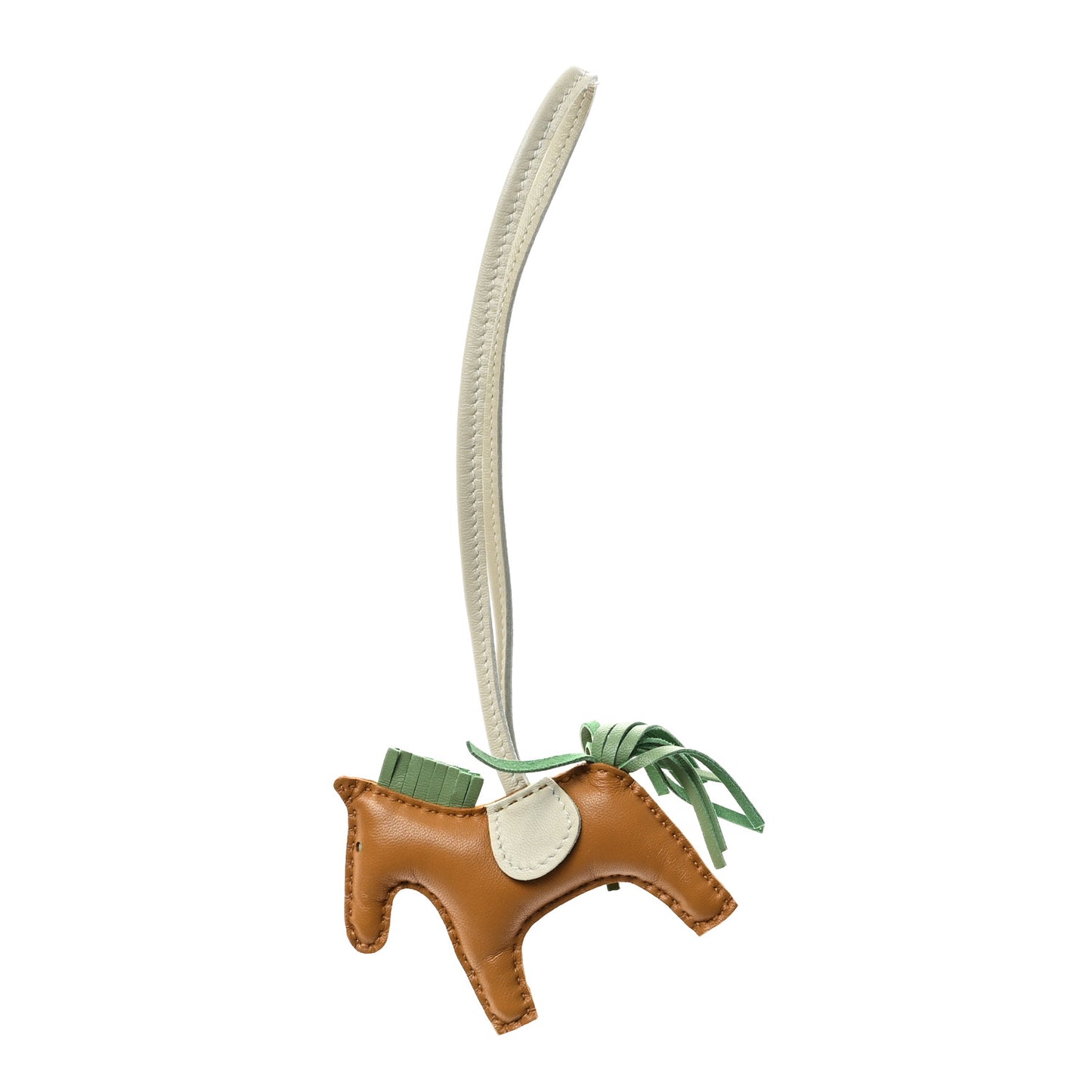 Milo Lambskin Grigri Rodeo Horse Bag Charm PM Sesame Vert Criquet Craie
