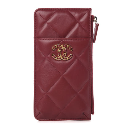 Chanel Shiny Goatskin Quilted 19 Flat Wallet Pouch Red 1 of 7