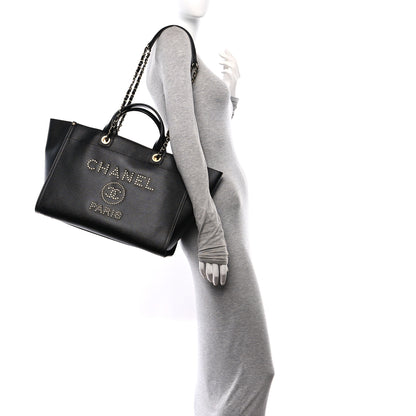 Chanel Caviar Medium Studded Deauville Tote Black 2 of 14