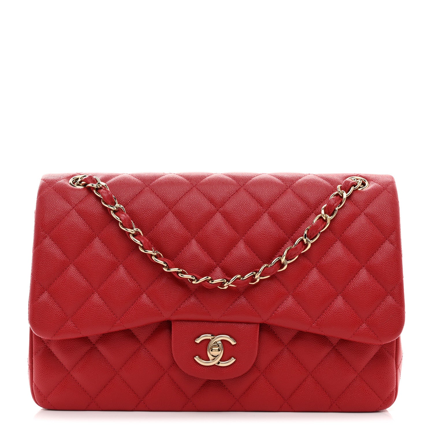 Chanel Caviar Quilted Jumbo Double Flap Red 1 of 10