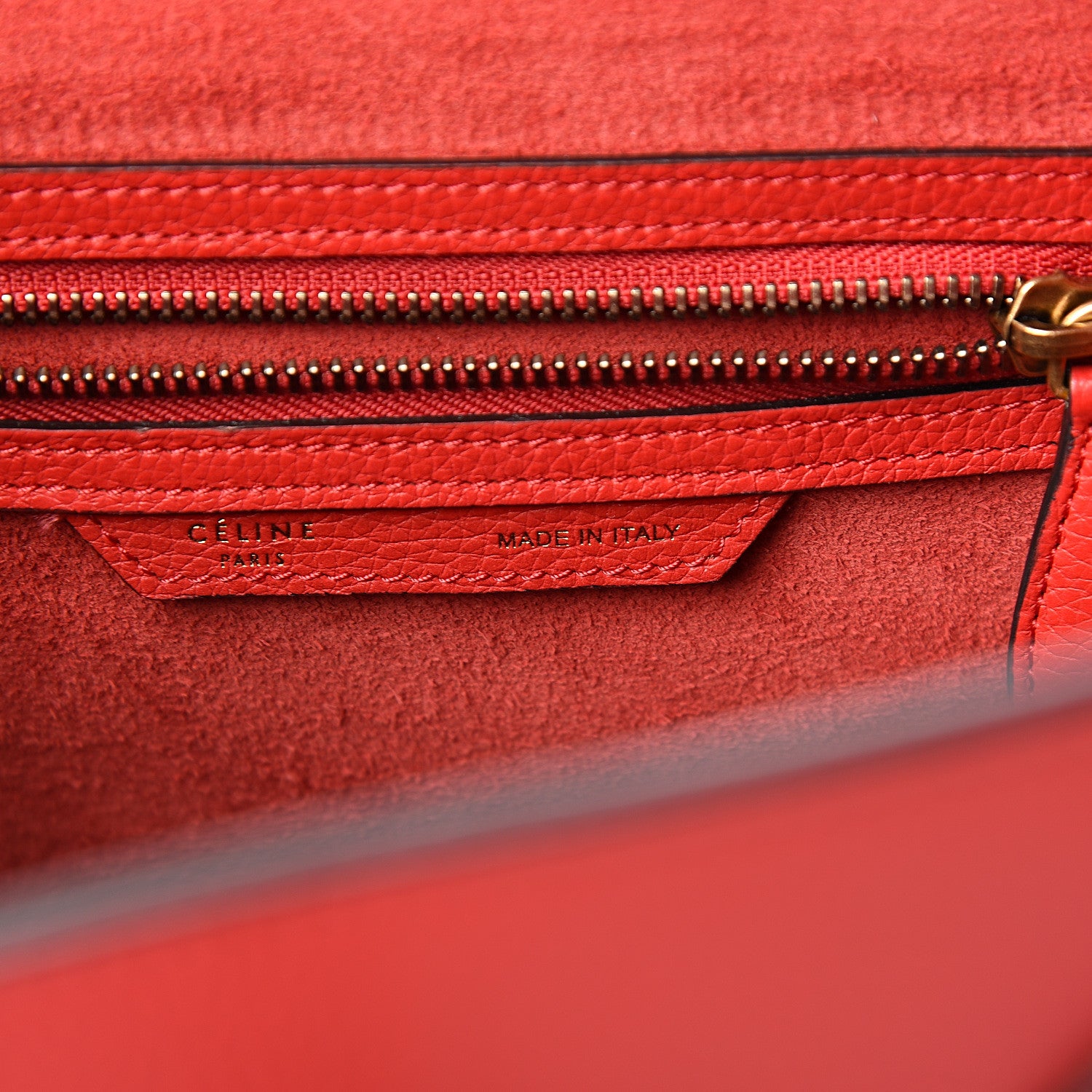 Celine Drummed Calfskin Micro Luggage Red 5 of 9