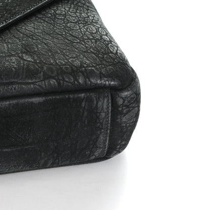 Saint Laurent Crocodile Embossed Nubuck Monogram Medium College Satchel Black 8 of 9