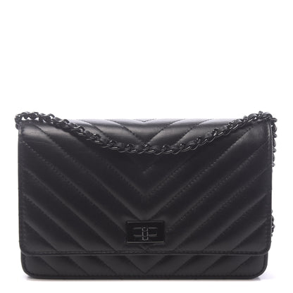 Chanel Aged Calfskin Chevron Quilted Reissue Wallet On Chain WOC So Black 1 of 11