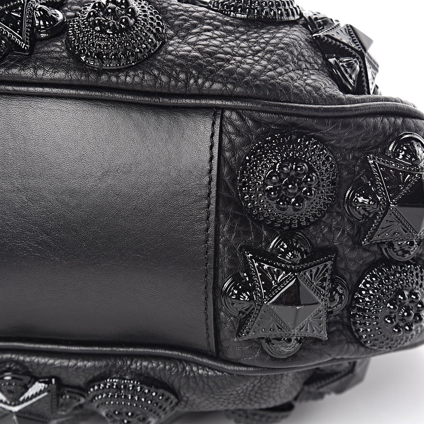 Calfskin Mason Warrior Studded Hobo Black