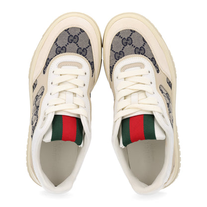 Gucci Calfskin Suede GG Monogram Re-Web Womens Sneakers 36.5 White Beige Blue 2 of 11