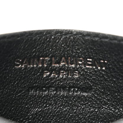 Saint Laurent Calfskin Crocodile Embossed Monogram Credit Card Case Black 6 of 8