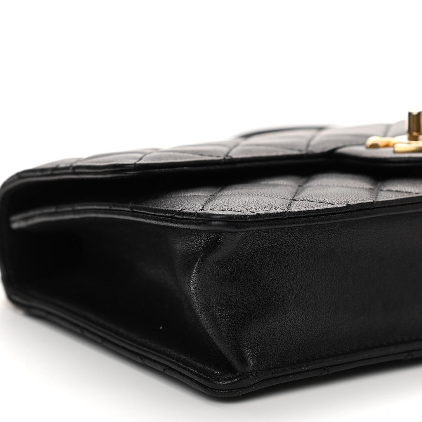 Lambskin Quilted Small Chic Pearls Flap Black