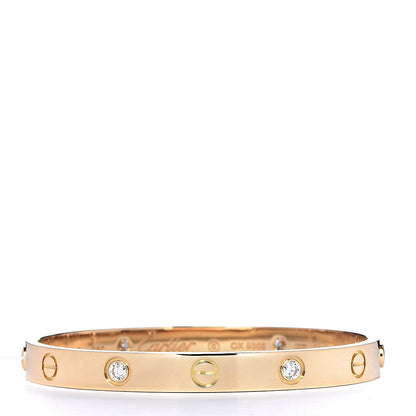 Cartier 18K Yellow Gold 4 Diamond LOVE Bracelet 16 1 of 6