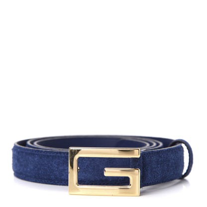 Gucci Suede Icaro G Cube 25mm Belt 100 40 Dark Navy 1 of 4