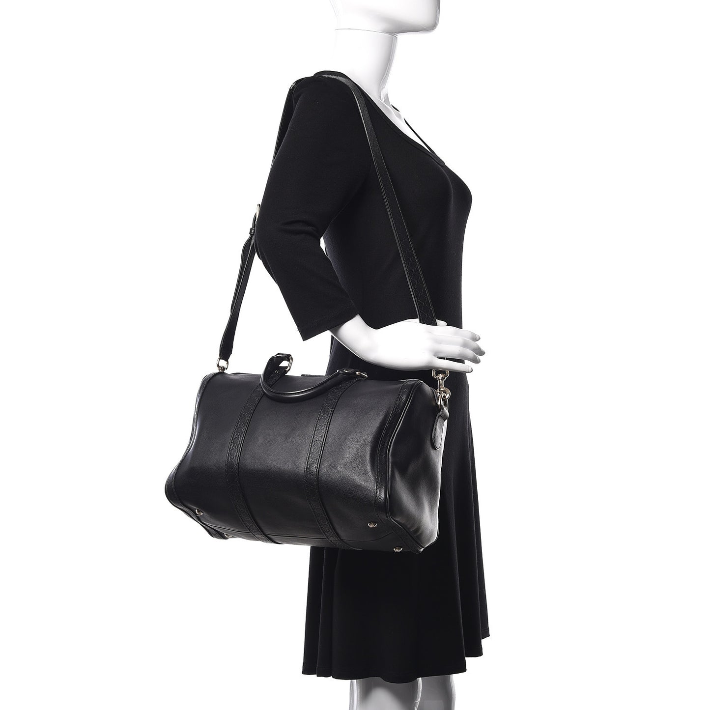Calfskin Microguccissima Trim Medium Boston Black