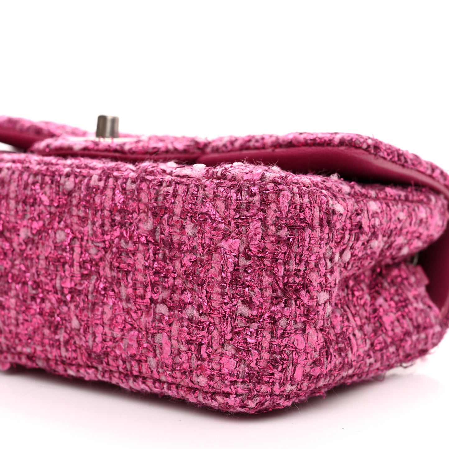 Metallic Tweed Quilted Mini Rectangular Flap Pink