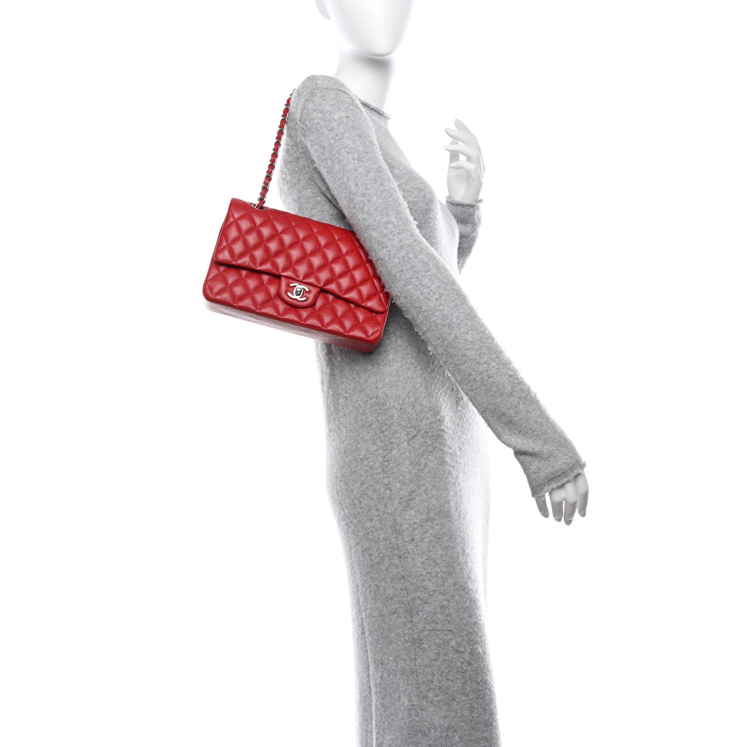 Chanel Caviar Quilted Medium Double Flap Red 2 of 11