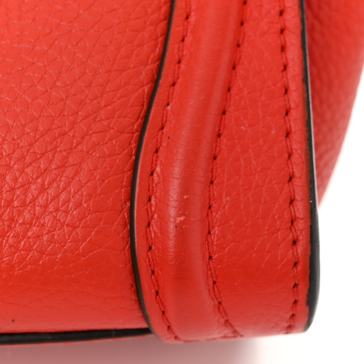 Drummed Calfskin Nano Luggage Vermillion