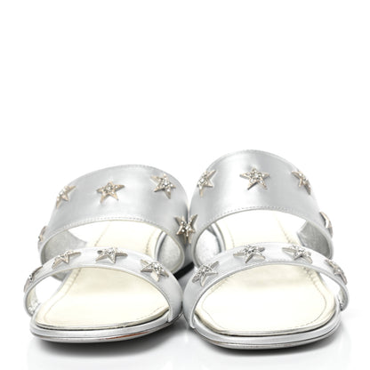 Chanel Iridescent Calfskin Crystal Stars Sandals 37 Silver 2 of 12