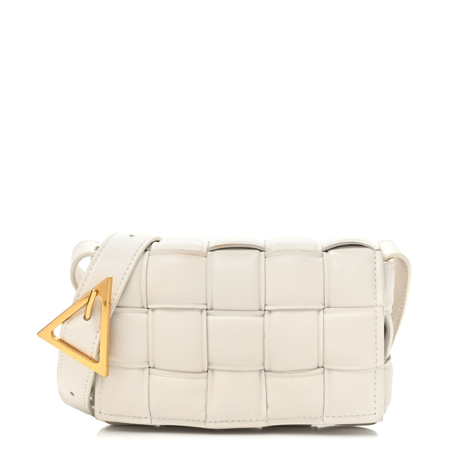 Nappa Maxi Intrecciato Small Padded Cassette Crossbody Bag Chalk