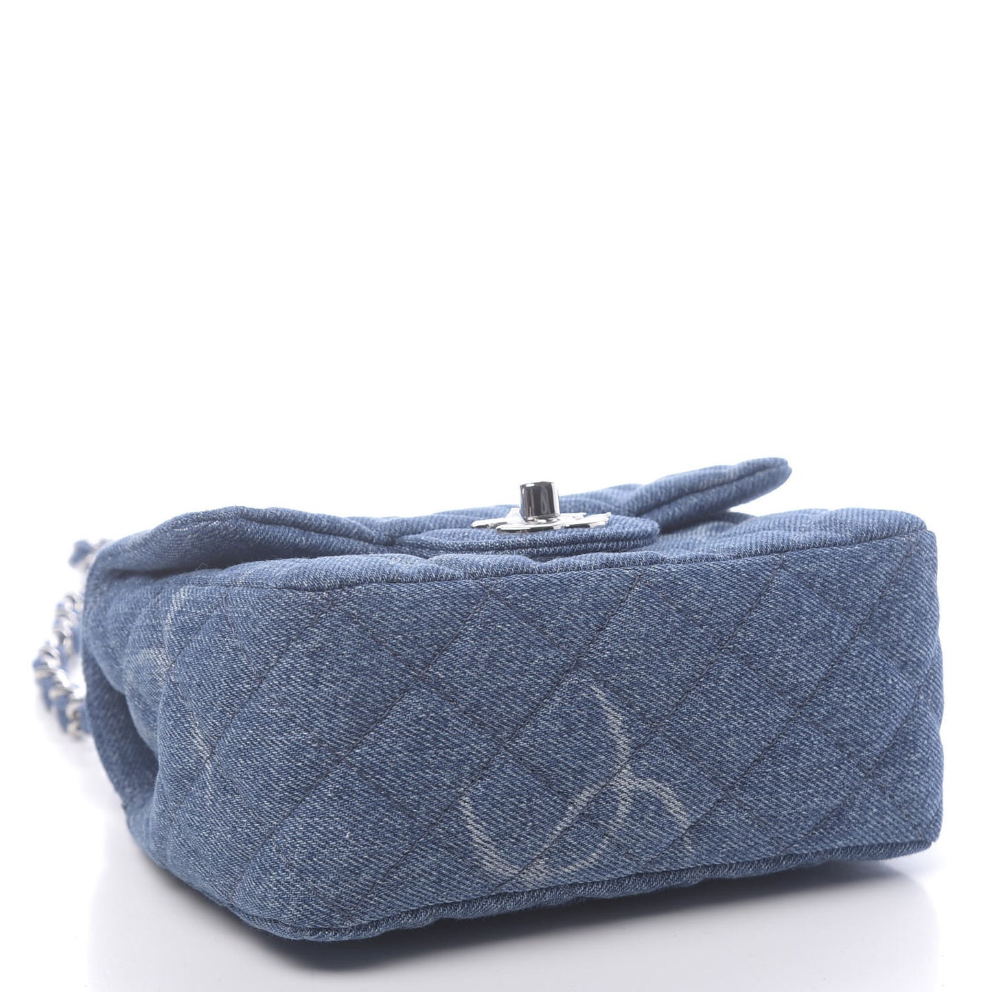 Denim CC Quilted Mini Square Flap Blue