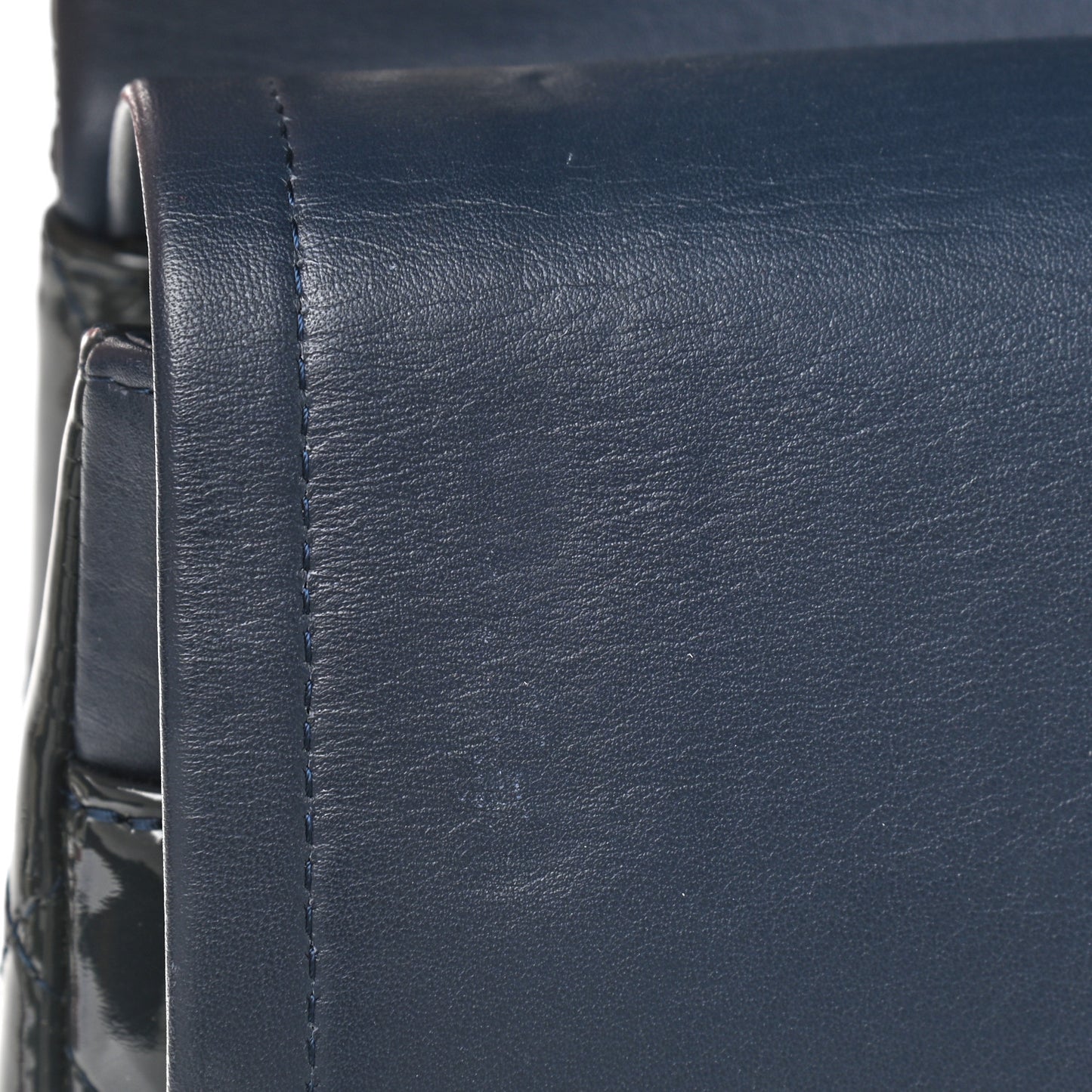 Patent Quilted Jumbo Double Flap Blue