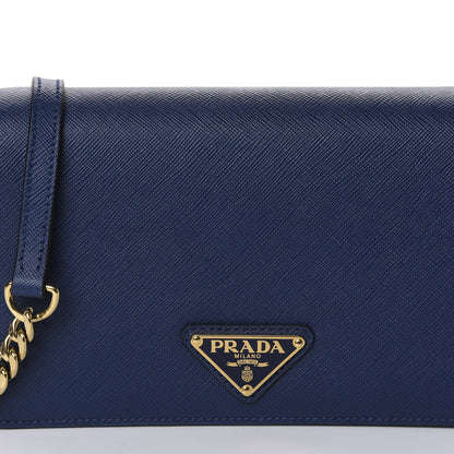 Prada Saffiano Soft Calf Chain Crossbody Bag Bluette 10 of 10