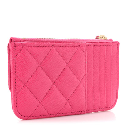 Chanel Caviar Quilted Flap Zip Card Holder Dark Pink 3 of 11