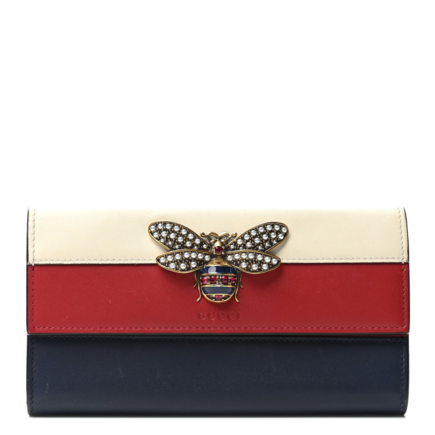 Calfskin Queen Margaret Flap Wallet Blue Agata Hibiscus Red Mystic White