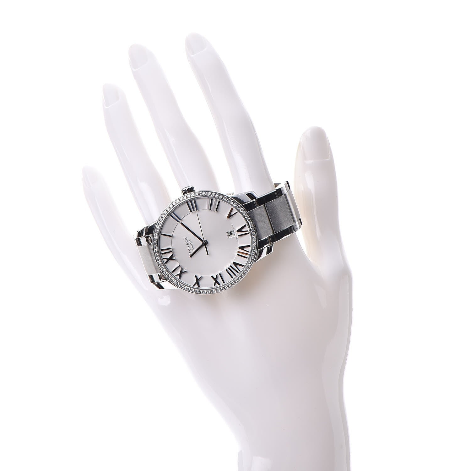Tiffany Stainless Steel Diamond Bezel 37mm Atlas 3-Hand Automatic Watch 2 of 8
