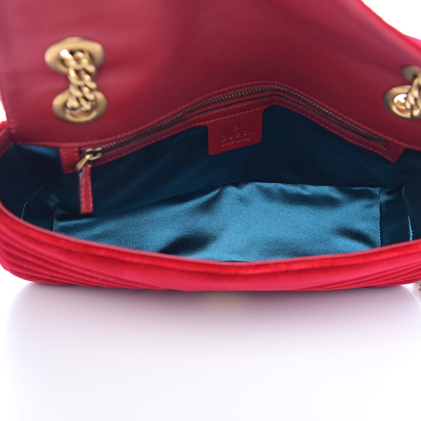 Velvet Matelasse Small GG Marmont Shoulder Bag Hibiscus Red