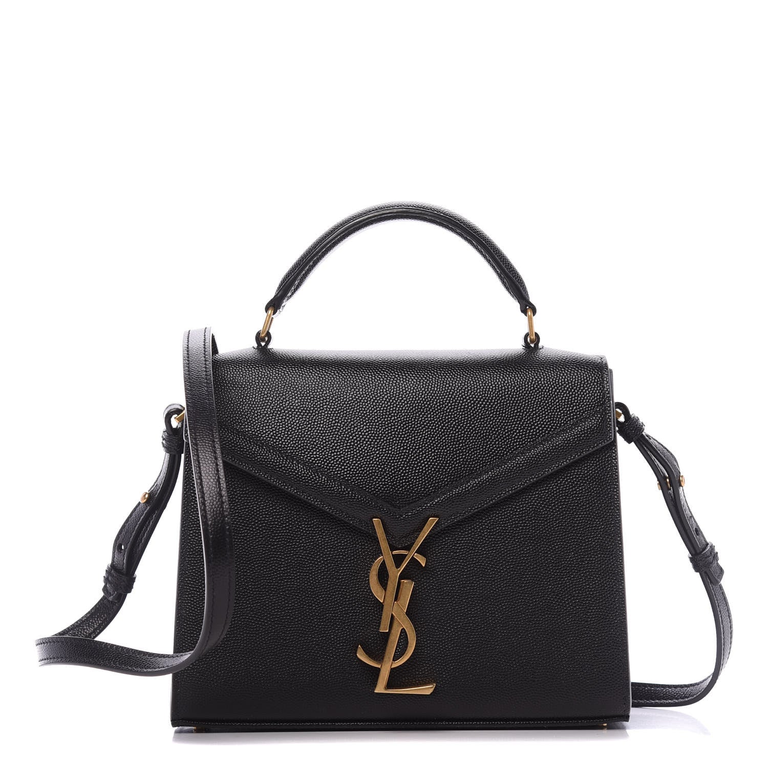 Saint Laurent Grain de Poudre Mini Classic Monogram Cassandra Top Handle Black Rouge Legion 1 of 10