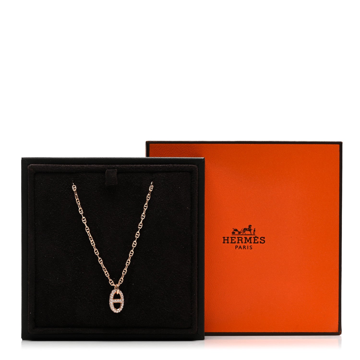 Hermes 18K Rose Gold Diamond PM New Farandole Pendant Necklace SH 5 of 5