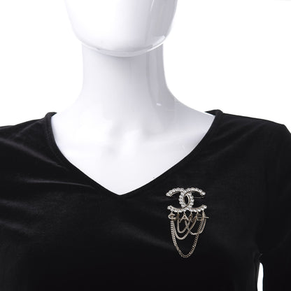 Chanel Metal Crystal Bow-tiful CC Chain Brooch Gold 2 of 5