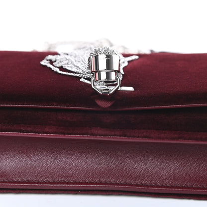 Saint Laurent Velvet Crystal Monogram Kate Tassel Shoulder Bag Burgundy 13 of 14