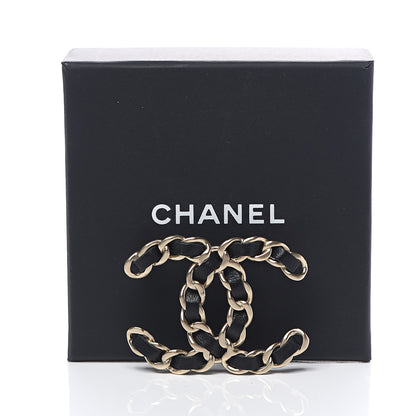 Chanel Lambskin Chain CC Brooch Black Gold 4 of 4