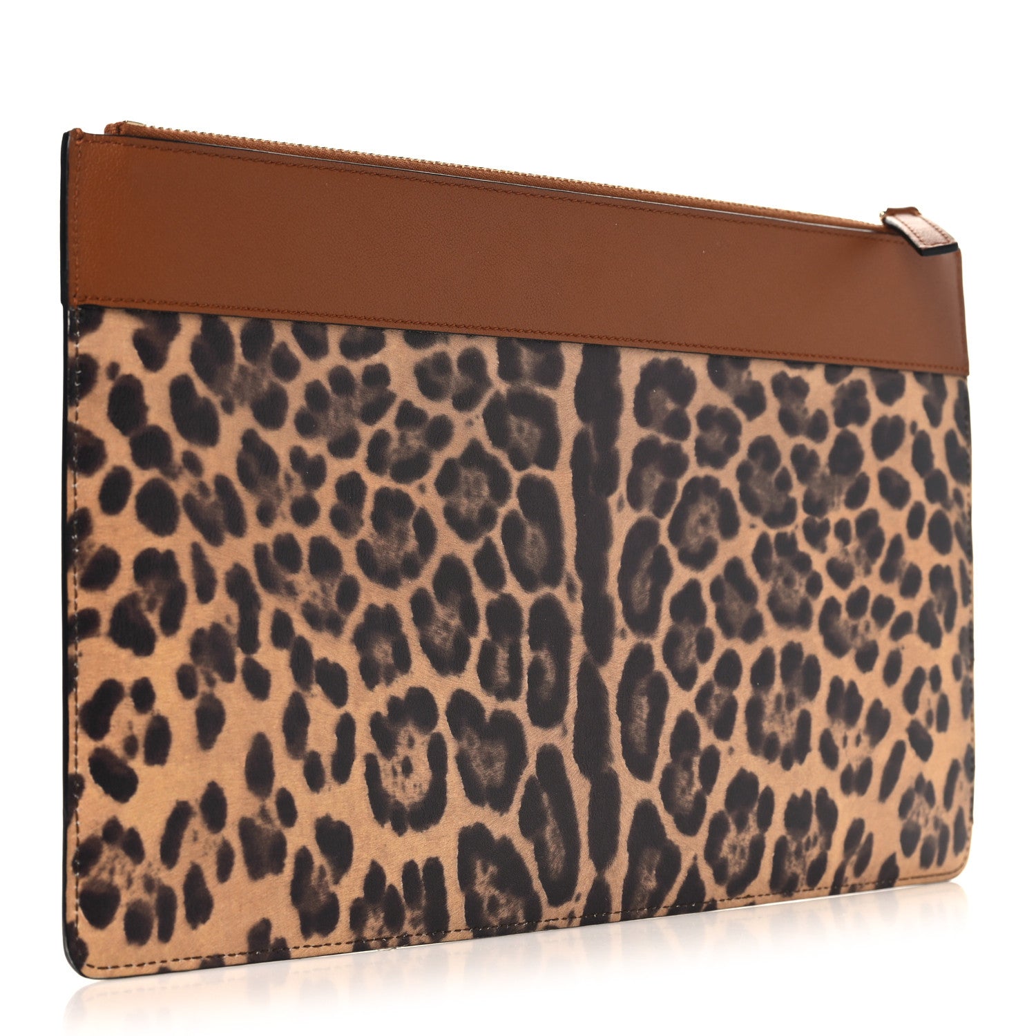 Valentino Garavani Calfskin Leopard Print City Safari Large Pouch Brown 3 of 7