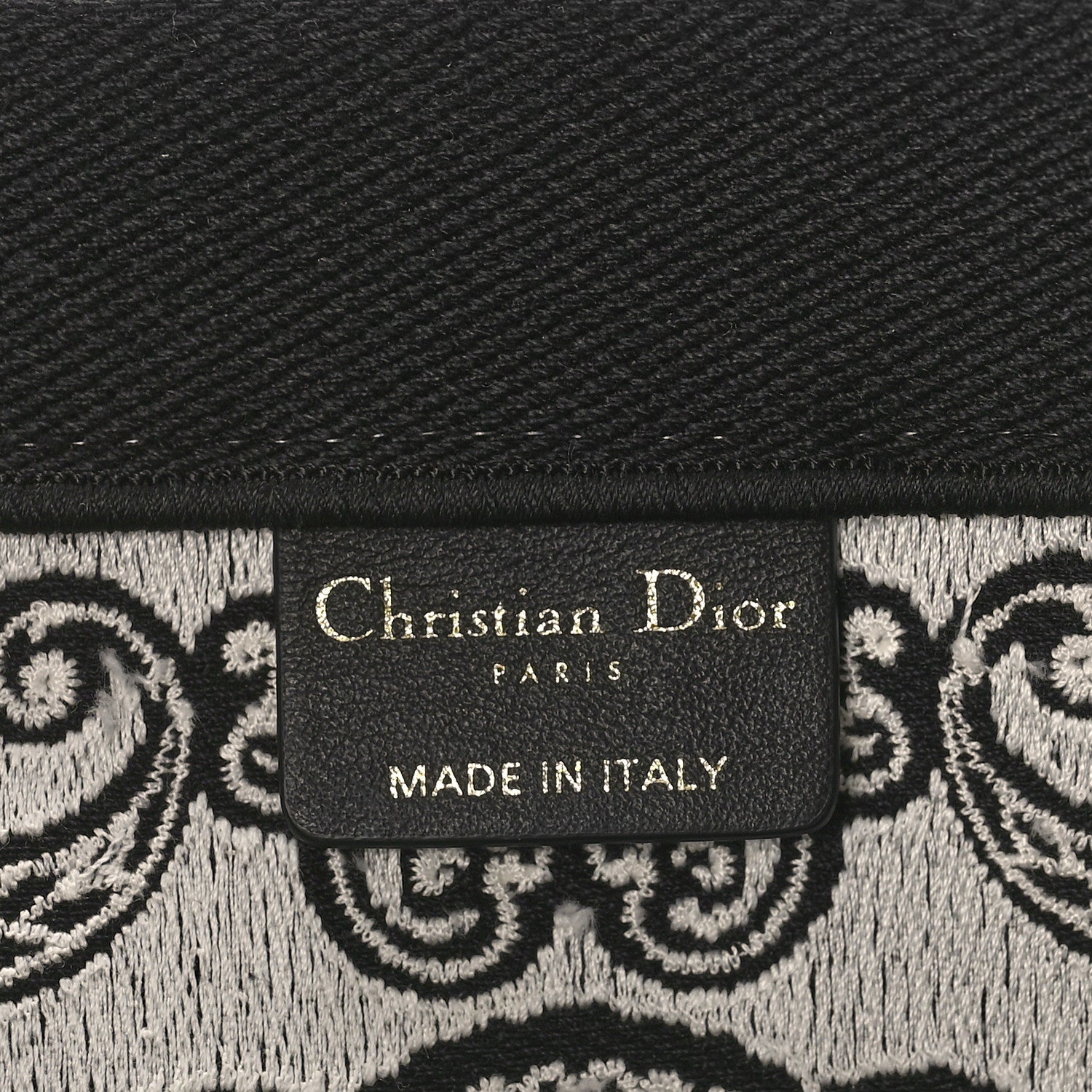 Christian Dior Canvas Embroidered Medium Ornamental Cornely Effect Book Tote Black White 6 of 8